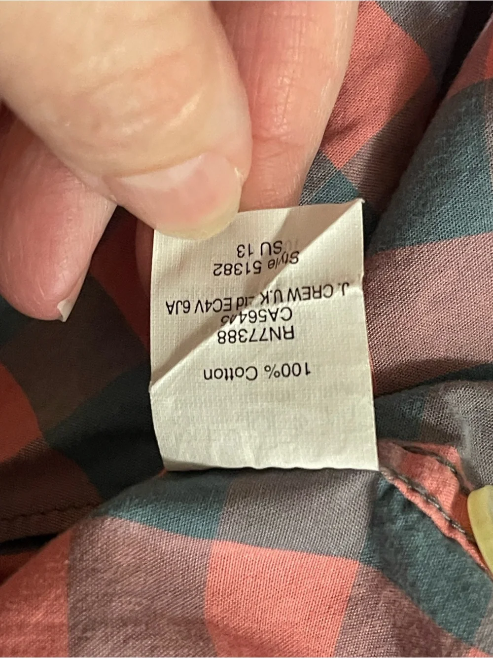 J. Crew Coral and Gray Check Button-Down Shirt basic Minimalist